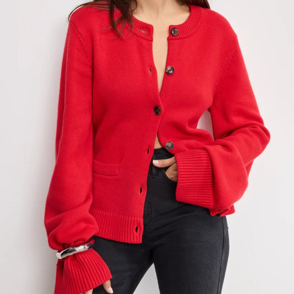 BRAND NEW GOOD AMERICAN BUTTON FRONT KNIT CARDIGAN SIZE M